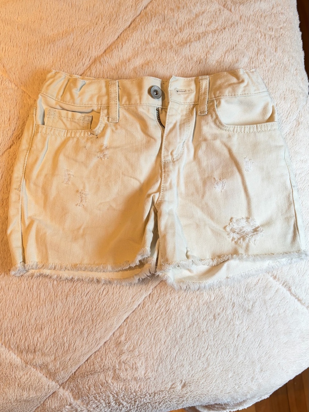 Place Cream Distressed Denim Jean Shorts